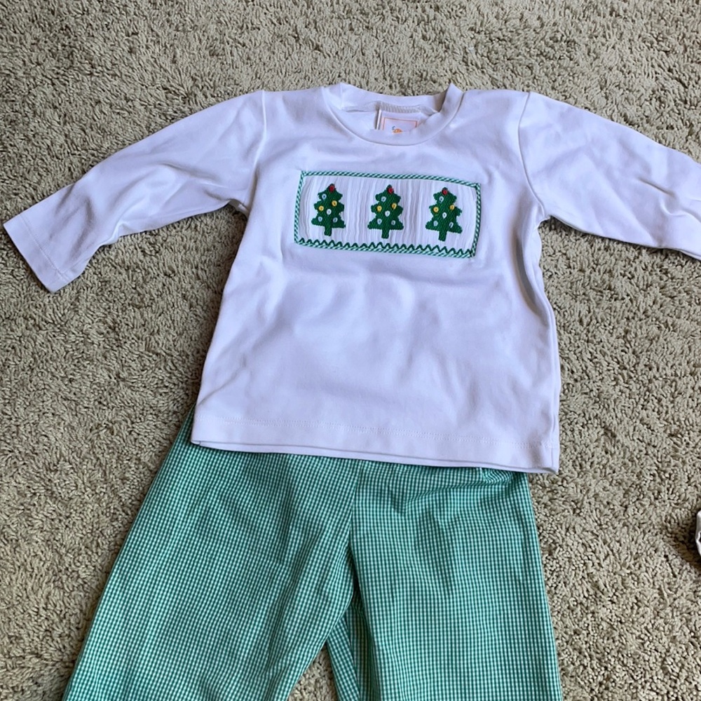 Stitchy Fish 12 months smocked shirt set